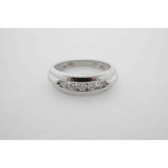 Estate Sale Fine Jewelry 14k White Gold Diamond Wedding Band - Size 8.5
